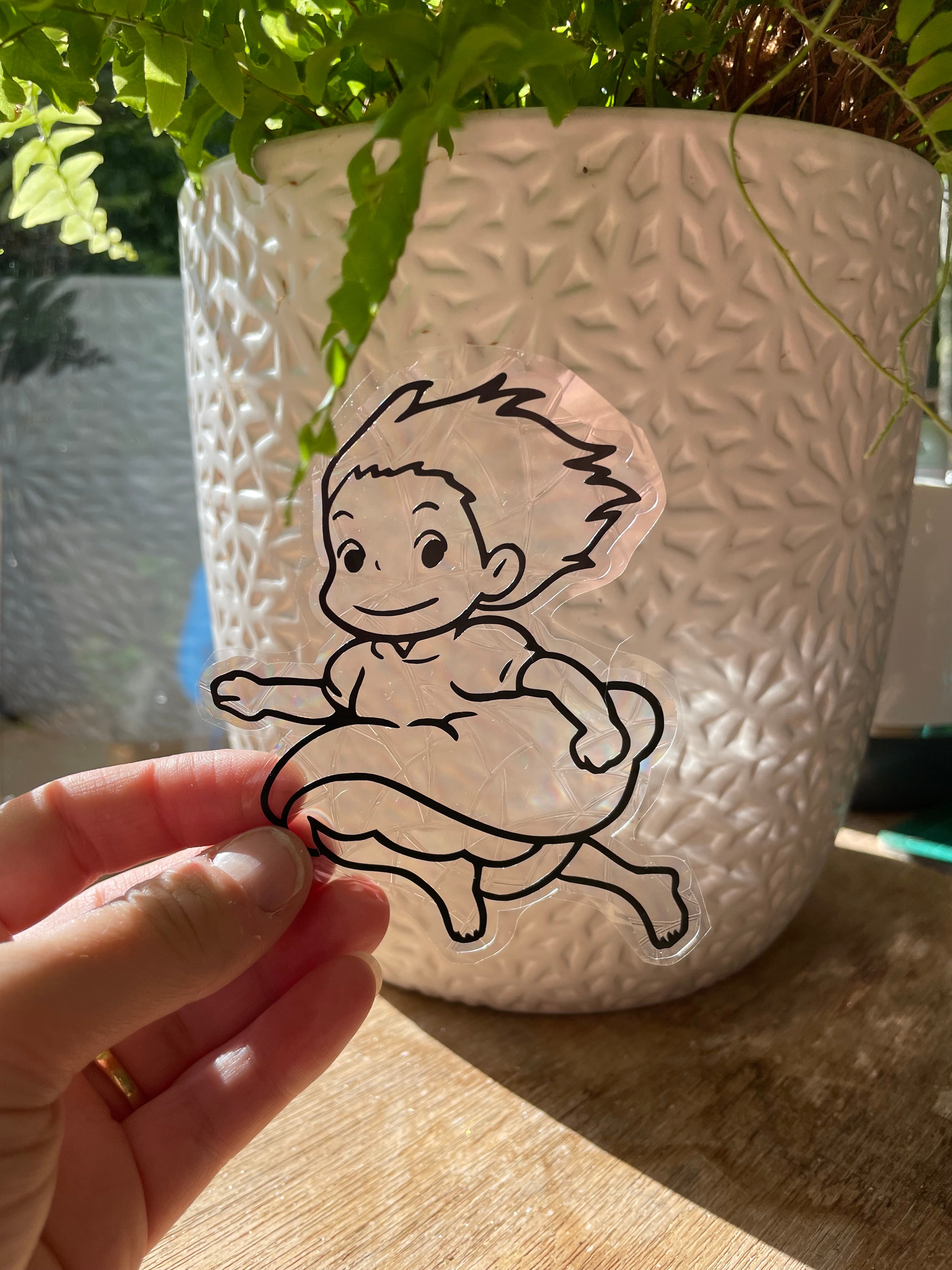 rick and morty plant pot Ponyo Window Cling – Periwinkles Glass Art
